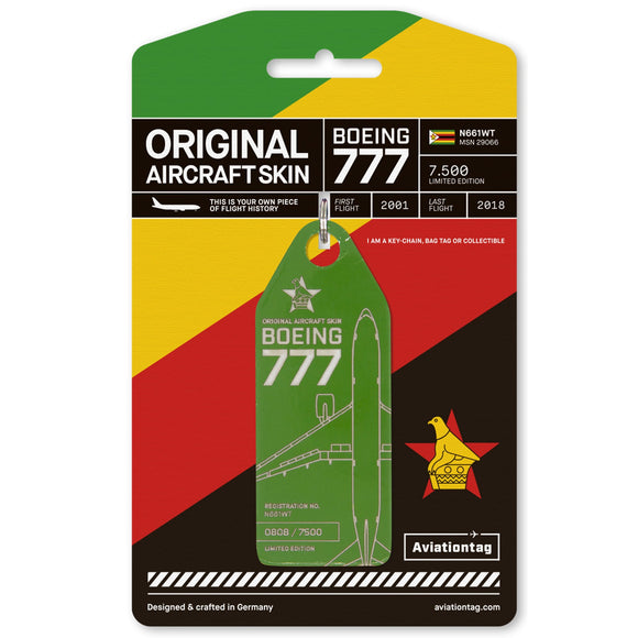 Aviationtag Boeing 777 - Green (Air Zimbabwe) N661WT