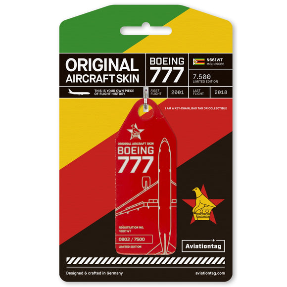 Aviationtag Boeing 777 - Red (Air Zimbabwe) N661WT